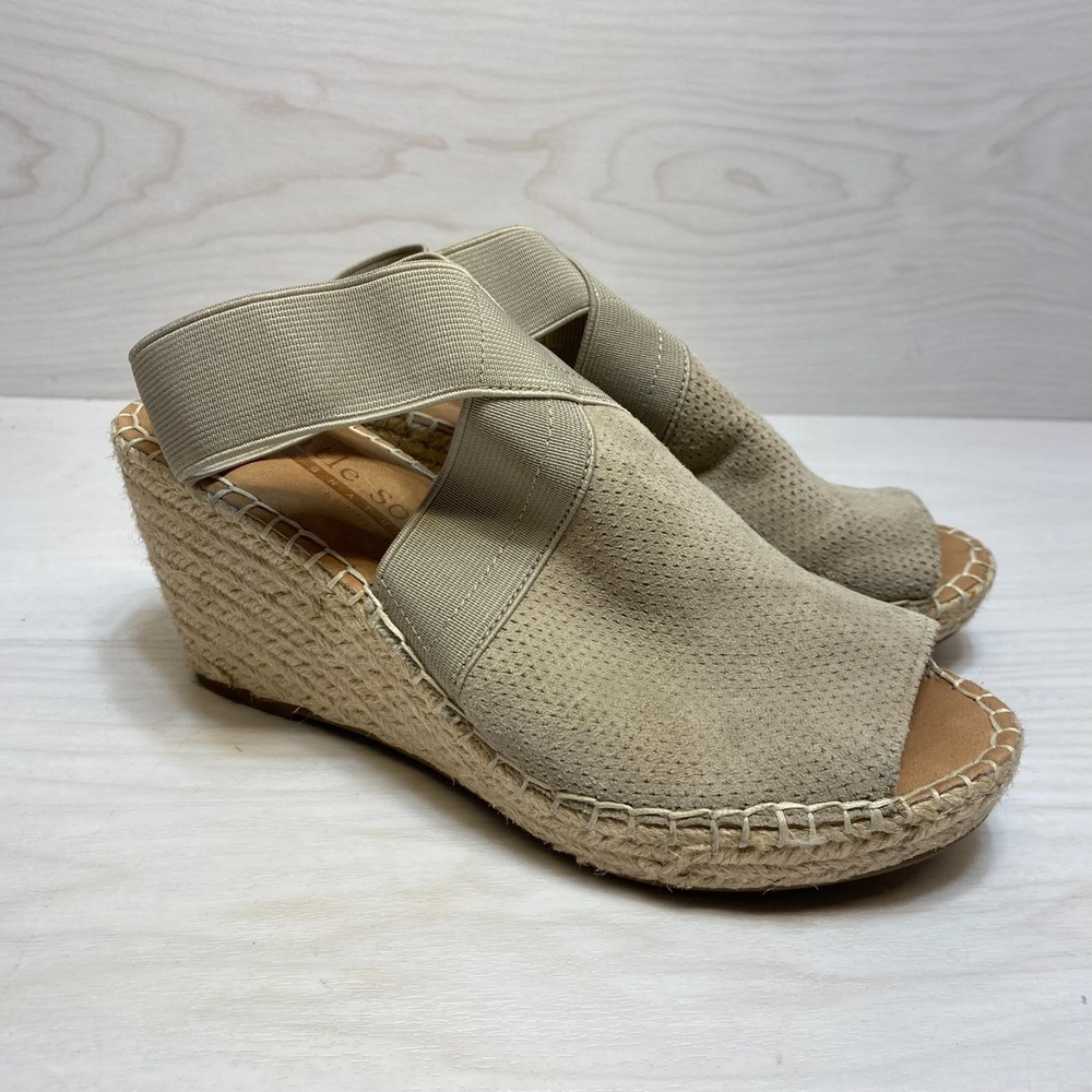 Gentle Souls by Kenneth Cole Colleen Espadrille Wedge Sandals Womens 6M Taupe